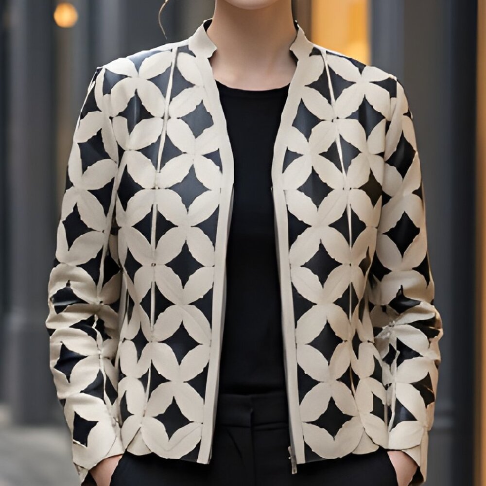Blouses Womens Tops Shirt Sheer Jacket Leather Outfit Handmade Leaf